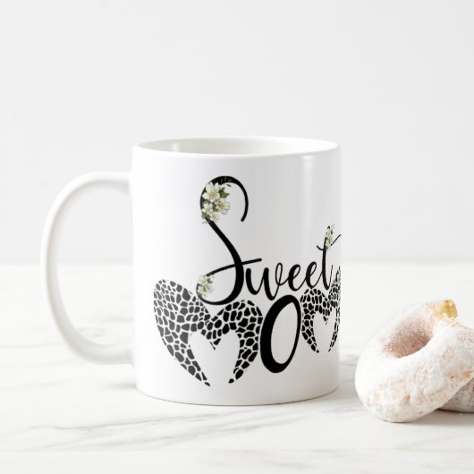 Taza dulce mamá con corazón y flor コーヒーマグカップ (ドーナツ)