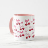 Taza estética de cerezas y lazos  マグカップ (正面左)