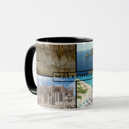 taza fotomontaje de Mallorca - Majorca en negro マグカップ