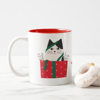 Taza Gato Merry Christmas ツートーンマグカップ