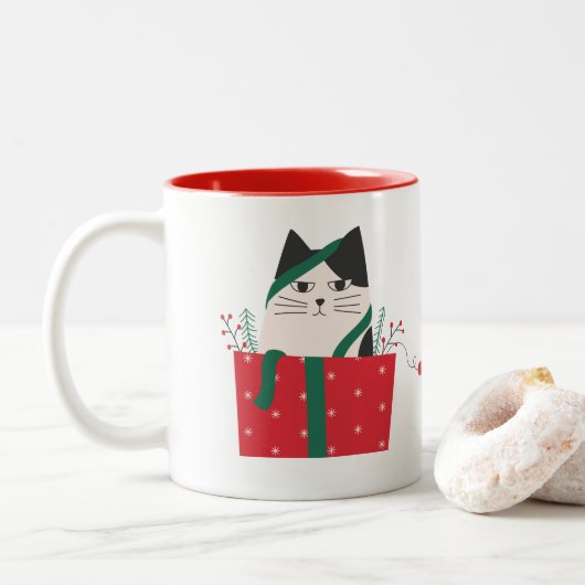 Taza Gato Merry Christmas ツートーンマグカップ (ドーナツ)