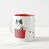 Taza Gato Merry Christmas ツートーンマグカップ (正面左)