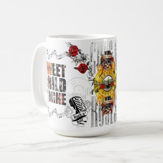 taza grande con diseño exclusivo Banda de rock コーヒーマグカップ (正面左)