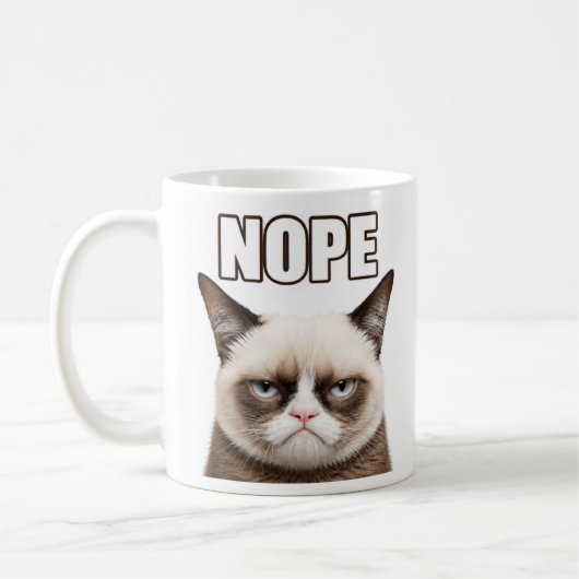 Taza Grumpy Cat NOPE Mug コーヒーマグカップ (左)