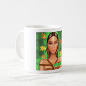 Taza ilustrada mujer tropical コーヒーマグカップ (正面左)