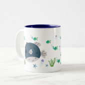 Taza Infantil con Diseño de Ballena y Peces ツートーンマグカップ (正面左)