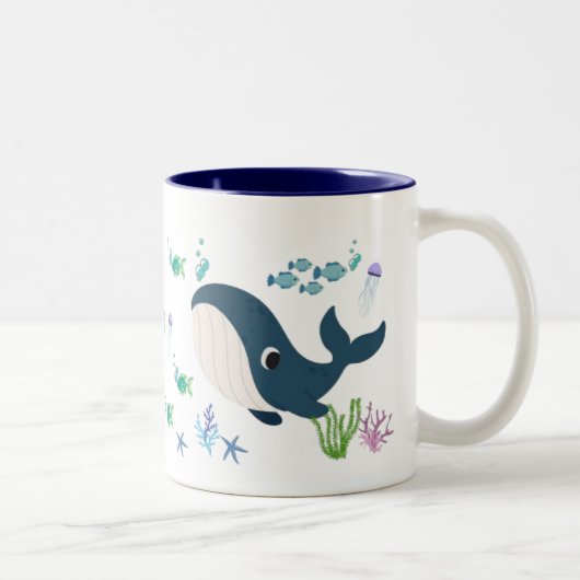 Taza Infantil con Diseño de Ballena y Peces ツートーンマグカップ (右)
