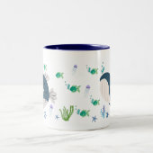 Taza Infantil con Diseño de Ballena y Peces ツートーンマグカップ (中央)