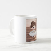 Taza Kawaii Bailaarina con Tutu Celeste コーヒーマグカップ (正面左)
