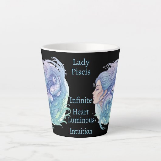 Taza Lady Piscis – Mística en cada sorbo カフェラテマグ (正面)