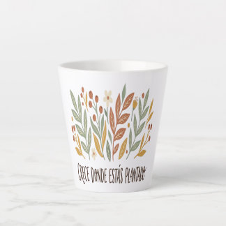 Taza Latte Motivacional Flores Boho カフェラテマグ
