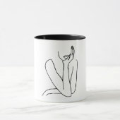 Taza Line Art Mujer – Minimalismo  マグカップ (中央)