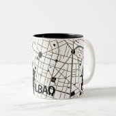 Taza mapa minimalista de Bilbao - Blanco-negro ツートーンマグカップ (正面右)