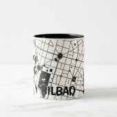 Taza mapa minimalista de Bilbao - Blanco-negro ツートーンマグカップ (中央)