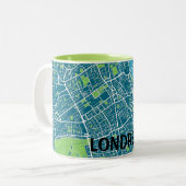 Taza mapa minimalista de Londres - Azul-verde ツートーンマグカップ (正面左)