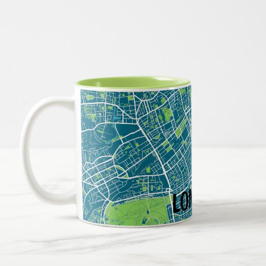 Taza mapa minimalista de Londres - Azul-verde ツートーンマグカップ (左)