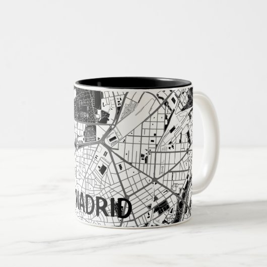 Taza mapa minimalista de Madrid - Blanco-negro ツートーンマグカップ (正面右)