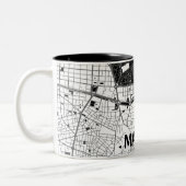 Taza mapa minimalista de Madrid - Blanco-negro ツートーンマグカップ (左)