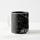 Taza mapa minimalista de Sevilla - Negro-blanco ツートーンマグカップ (正面左)