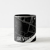 Taza mapa minimalista de Sevilla - Negro-blanco ツートーンマグカップ (中央)