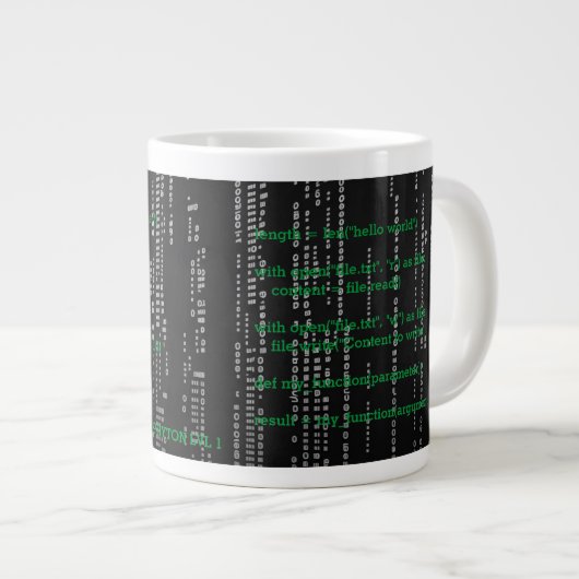 Taza matrix hacker phyton programmer 1 ジャンボコーヒーマグカップ (正面右)