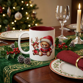 Taza Navideña con adorable osito ツートーンマグカップ