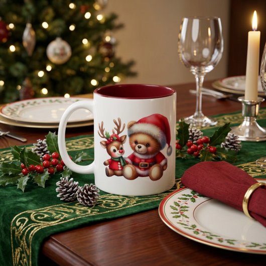 Taza Navideña con adorable osito ツートーンマグカップ