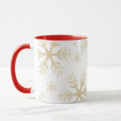 Taza Navideña con Copos de Nieve Dorados elegantes マグカップ (左)