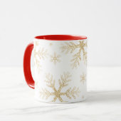 Taza Navideña con Copos de Nieve Dorados elegantes マグカップ (正面左)