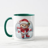 Taza navideña con osito patinador  マグカップ (左)