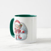 Taza navideña con osito patinador  マグカップ (正面左)