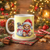 Taza Navideña con Snowman コーヒーマグカップ
