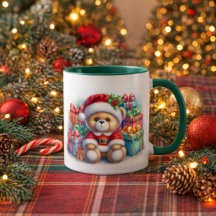 Taza navideña con un adorable osito Taza
