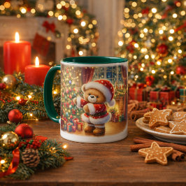 Taza navideña con un adorable osito Taza マグカップ