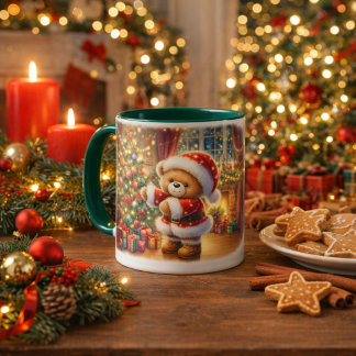 Taza navideña con un adorable osito Taza マグカップ