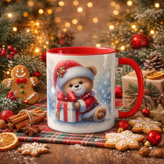 Taza navideña con un adorable osito Taza マグカップ