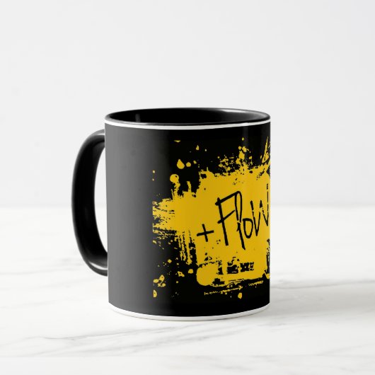 Taza Negra con logo de +Flow マグカップ (正面左)