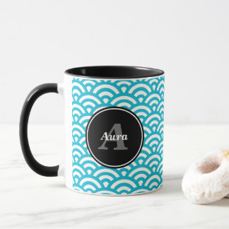 Taza Olas azules - Nombre personalizado マグカップ