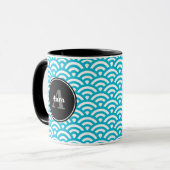 Taza Olas azules - Nombre personalizado マグカップ (正面左)
