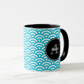 Taza Olas azules - Nombre personalizado マグカップ (正面右)
