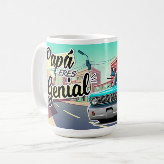 Taza Papá Eres Genial コーヒーマグカップ (正面左)