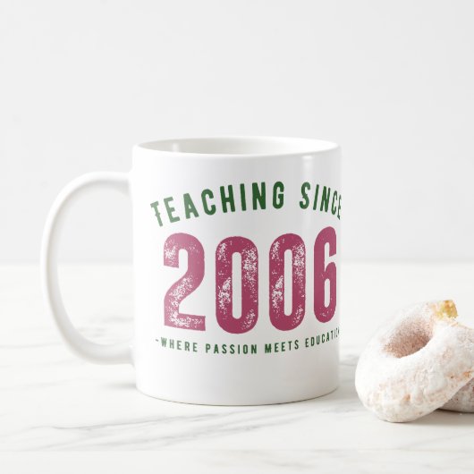 Taza para profesor | Teaching Since 2006 コーヒーマグカップ (ドーナツ)
