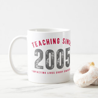 Taza para profesores Teaching since 2005 コーヒーマグカップ