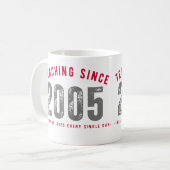 Taza para profesores Teaching since 2005 コーヒーマグカップ (正面左)