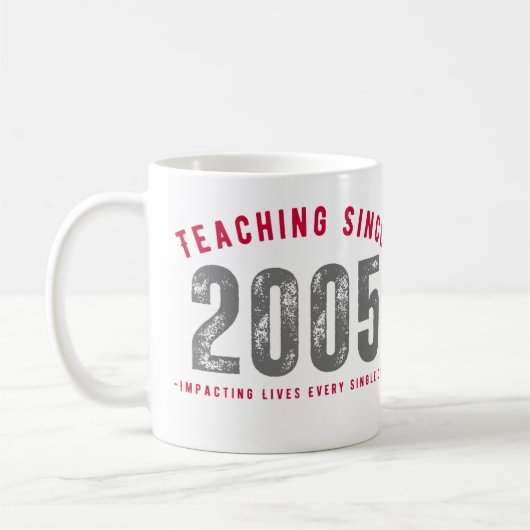 Taza para profesores Teaching since 2005 コーヒーマグカップ (左)