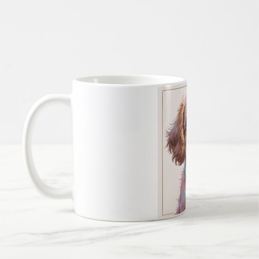 Taza Perrete Adorable Blanco y Marrón – Amor perru コーヒーマグカップ (左)