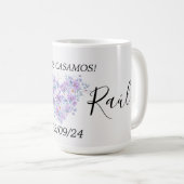 Taza Personalizada de Boda en Tonos Lilas コーヒーマグカップ (正面右)