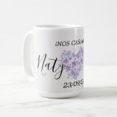 Taza Personalizada de Boda en Tonos Lilas コーヒーマグカップ (正面左)
