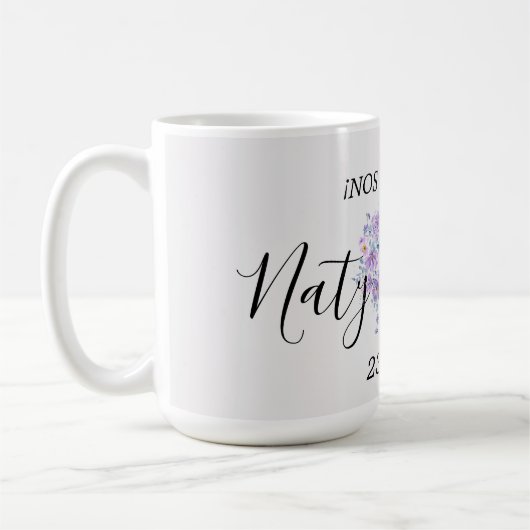 Taza Personalizada de Boda en Tonos Lilas コーヒーマグカップ (左)