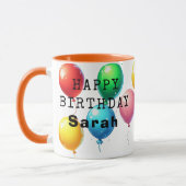Taza personalizada “Happy Birthday” con globos  マグカップ (左)